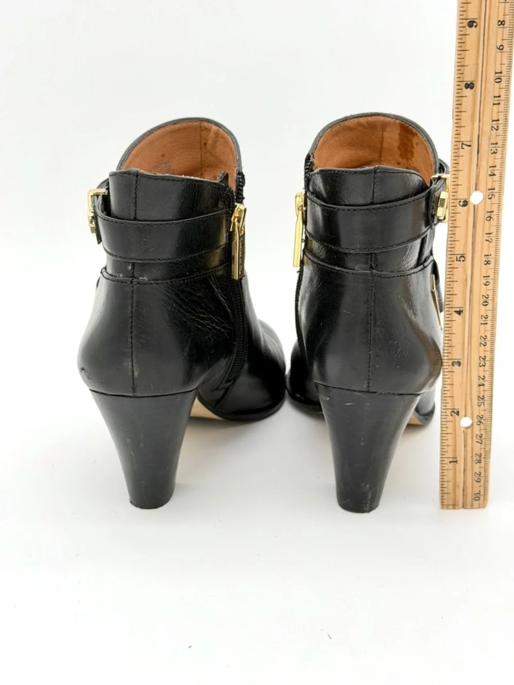Louise et Cie Ranier Womens Black Leather Ankle Booties Sz 8 M Block Heel Boot